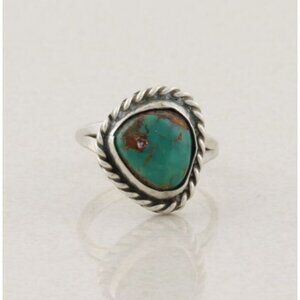 Sterling Silver Green Turquoise Ring Size 6